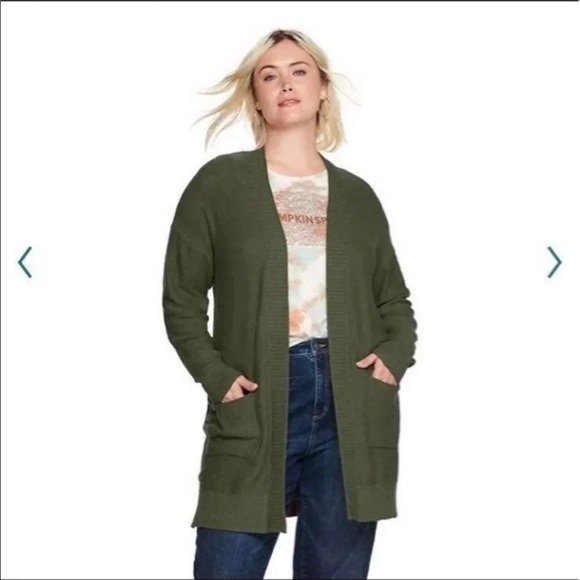 Women's Sonoma 3X Plus Green Cardigan. - Picture 1 of 9